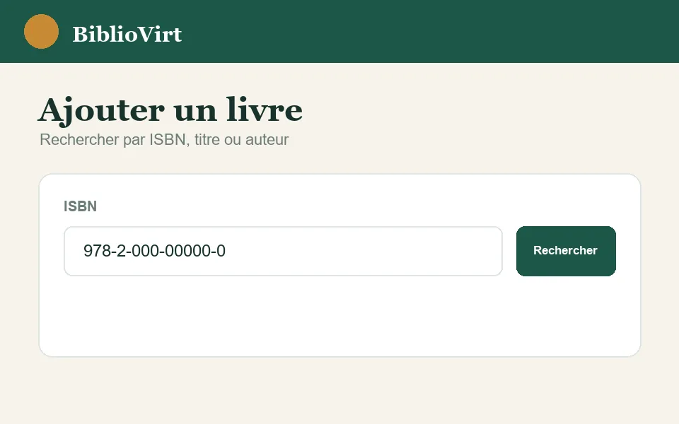 Exemple fictif d’ajout d’un livre dans BiblioVirt